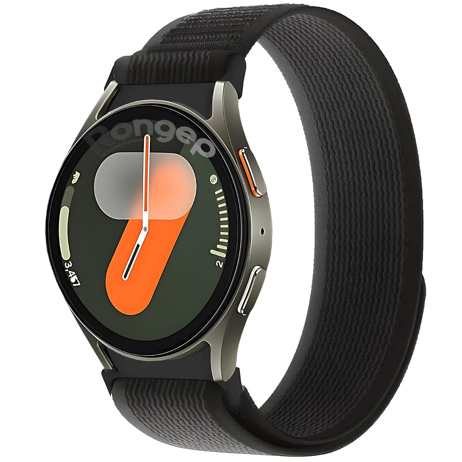Rongep Travel Loop 20mm Kumaş Kordon Samsung Galaxy Watch FE/7/6/5/4 Serisi İçin Terletmeyen Rahat ve Hafif Kayış (40mm/44mm) Watch 6/4 Classic (47/43/42mm) Watch 5 Pro 45mm Uyumlu (Siyah)