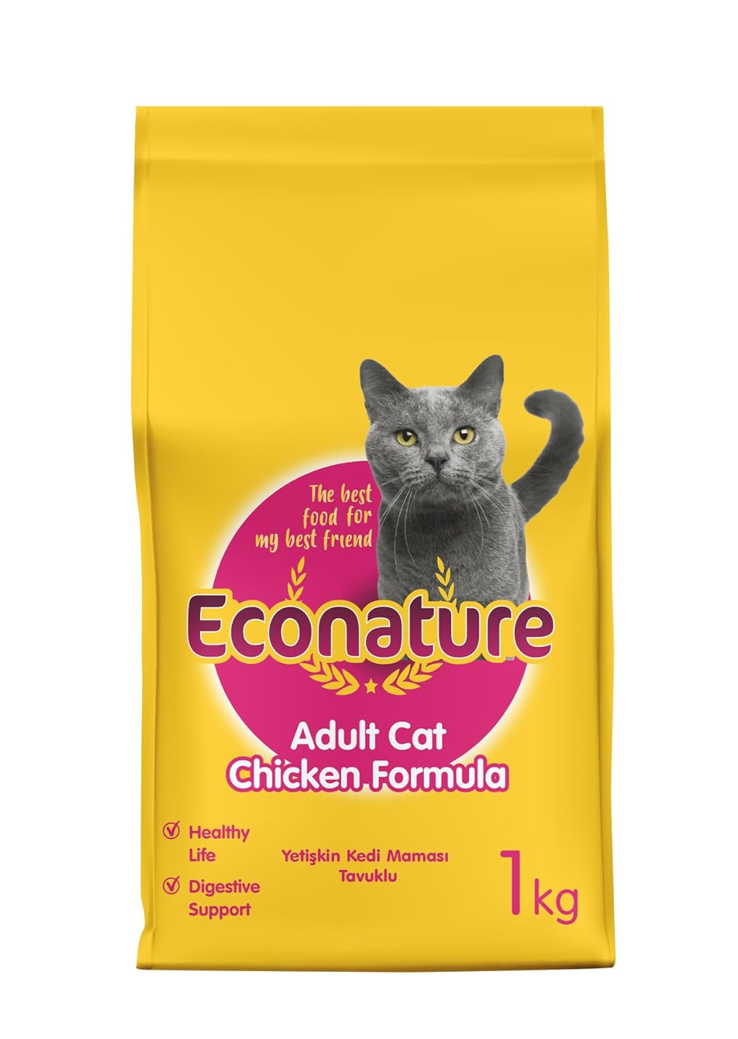 Econature Yetişkin Kedi Mamasi Tavuklu 1 Kg Sari Ambalaj