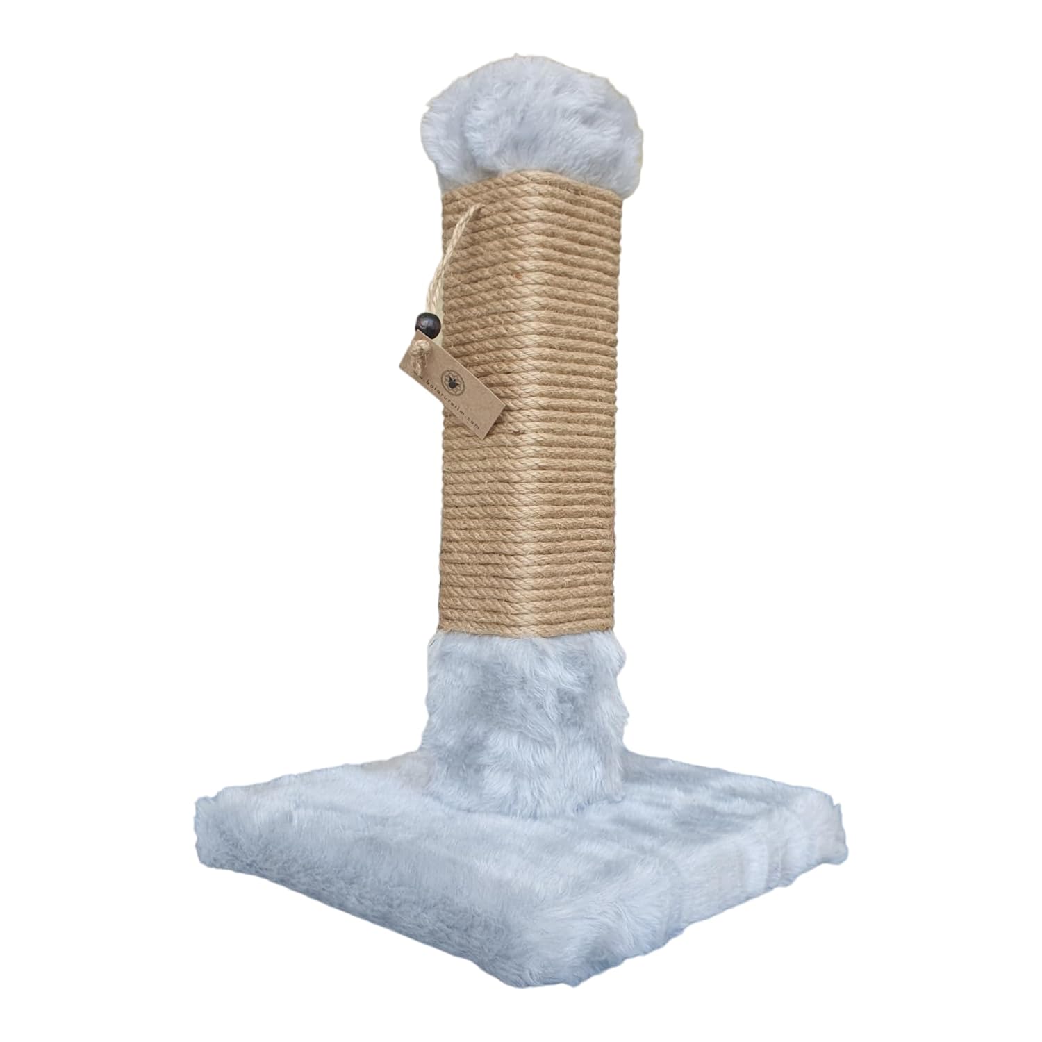 Premium Kare, Ahşap, Dayanıklı Tırmalama Tahtası, Jüt Halat, 40 cm - Gri