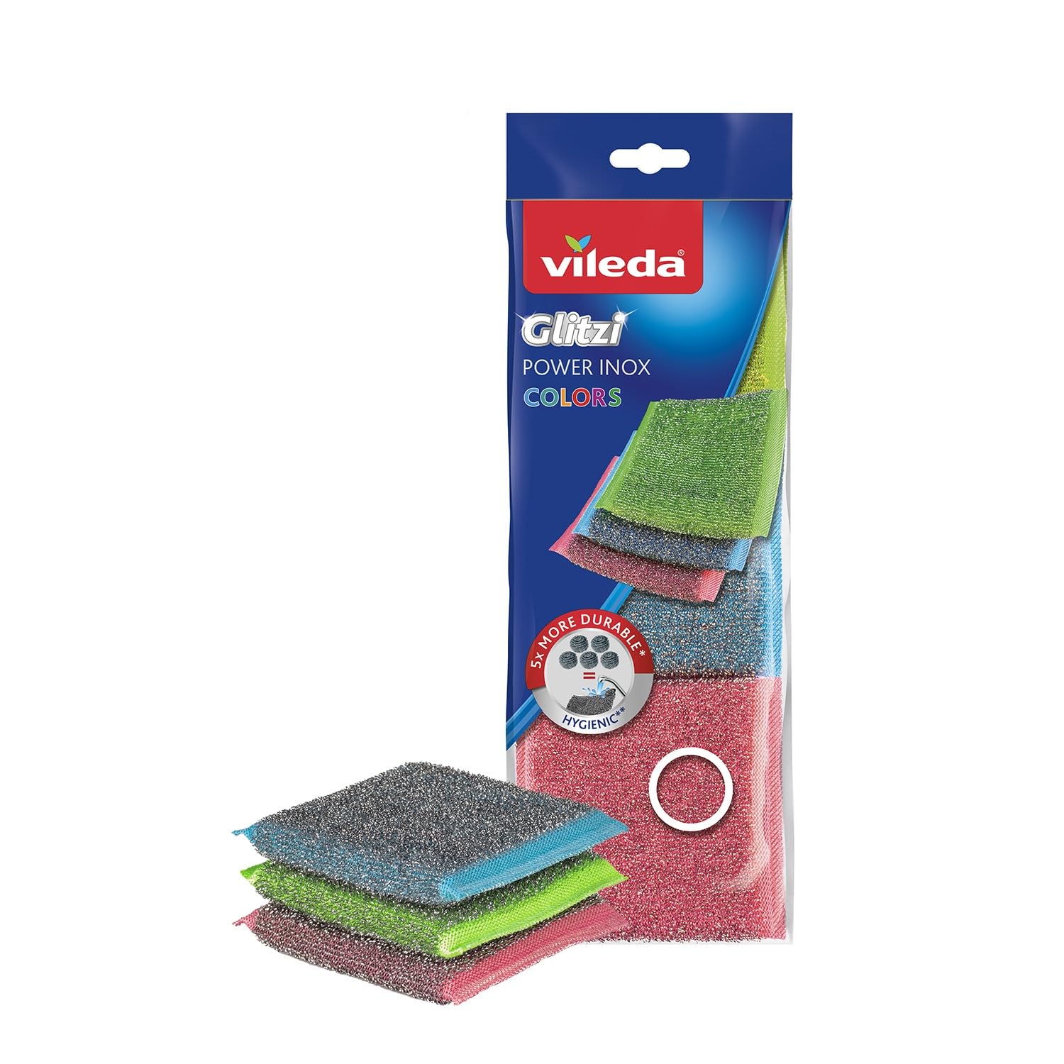 Vileda Glitzi 3 Lü Power Inox Colors Çelik Bulaşık Süngeri
