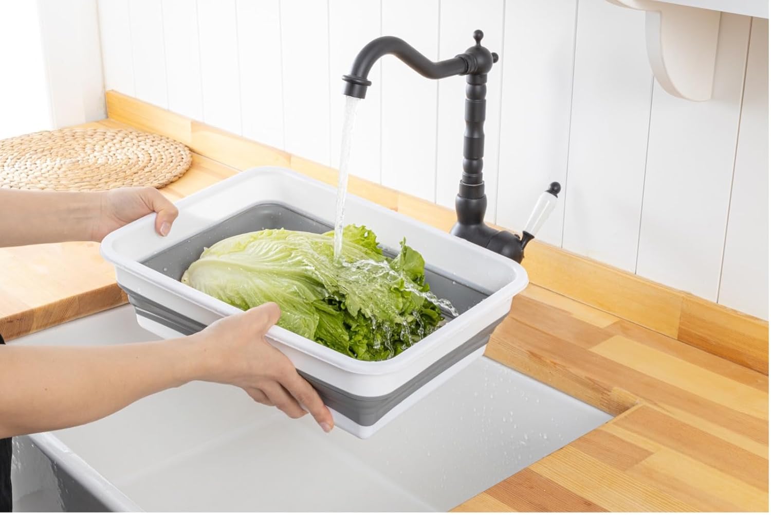 Deconox Katlanabilir Dikdörtgen Bulaşık Sepeti, 4 Litre Çok Amaçlı Katlanabilir Dikdörtgen Sepet, Katlanır Bulaşık ve Çamaşır Sepeti 20cm*27cm*8cm