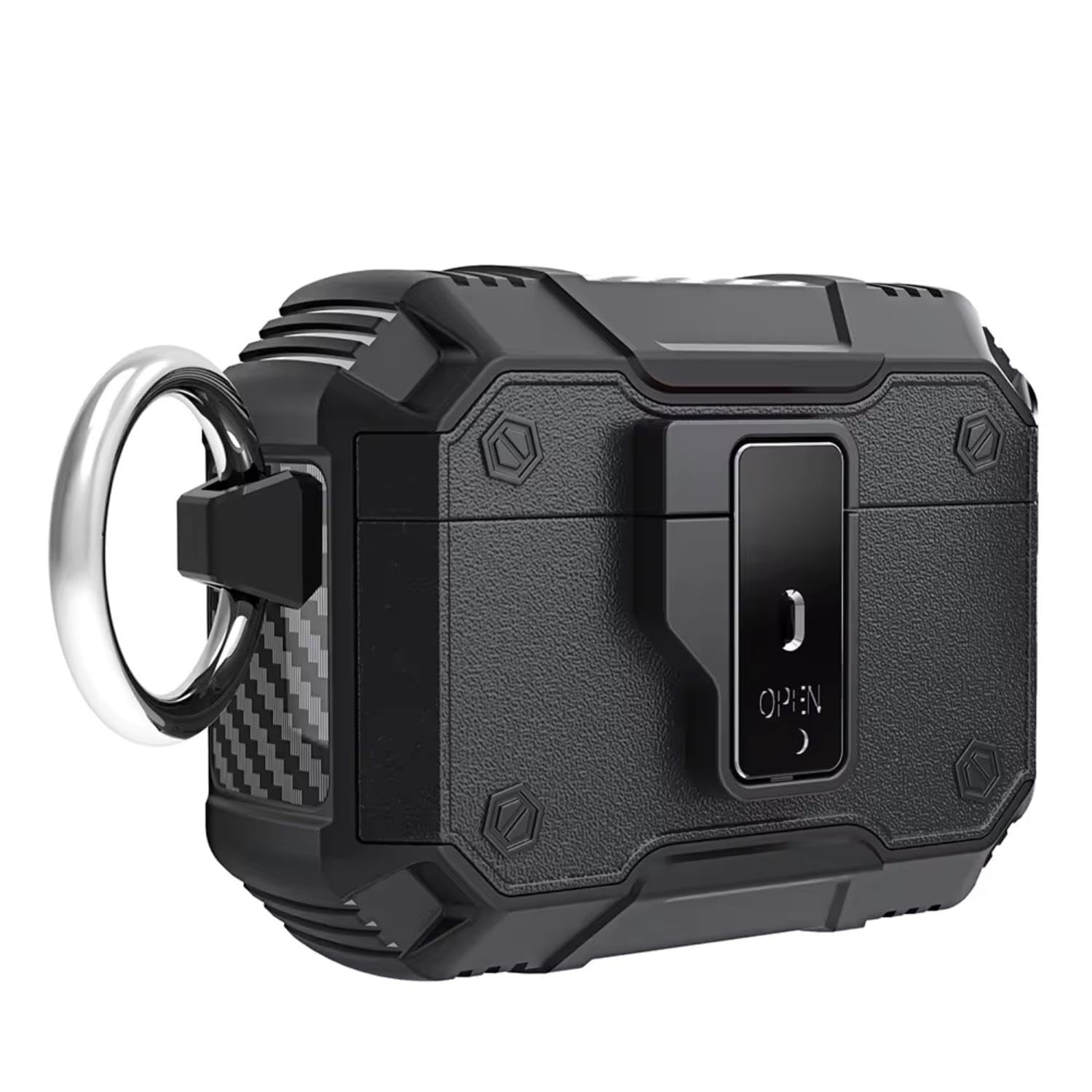 HARVORTEZ AirPods Pro 1/.2./3. Nesil ile Uyumlu Kılıf, Aç-Kapa Tuşu ile Düştüğünde Kapak Açılmaz, Yüksek Korum, Karbon Detaylar, Rahat Kullanım, Tuş ve Delikler Birebir Uyum, Premium Cover (Siyah)