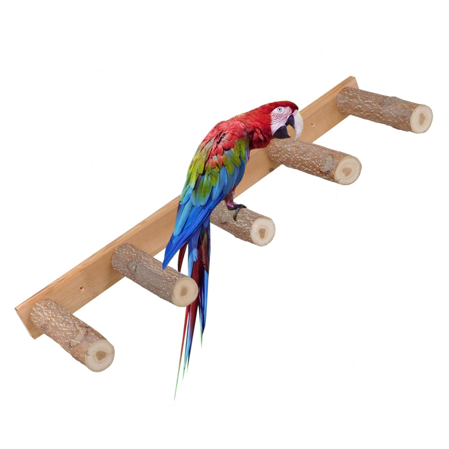 Doğal Ağaç Papağan Merdiveni Papağan Oyun Parkuru Tünek Papağan Tünek Büyük Boy Kuş Tüneği 5 Basamaklı Boy 80 cm