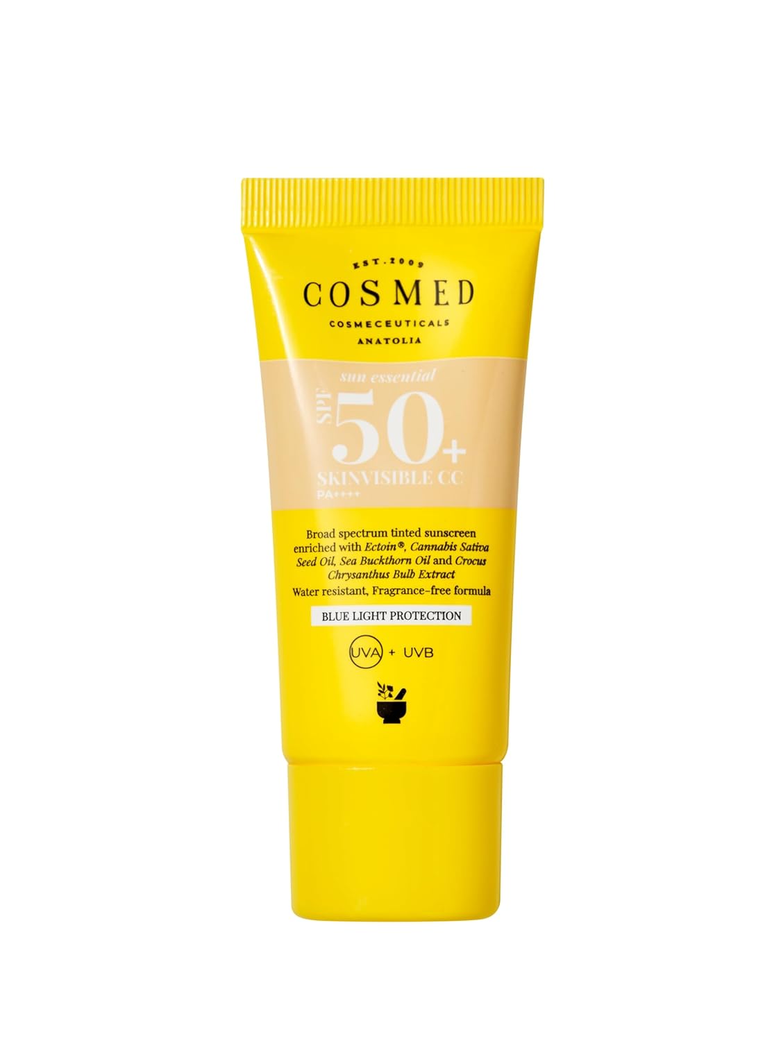 Cosmed Tüm Cilt Tipleri İçin Renkli Suya Dayanıklı SPF50+ Güneş Kremi - Skinvisible CC SPF50+ - 30 ml