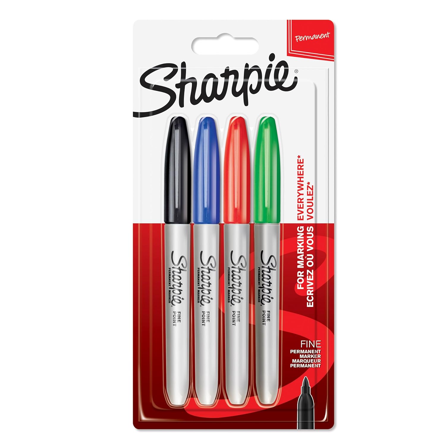 Sharpie Kalıcı Keçe Kalem, İnce Uçlu. 4 Adet