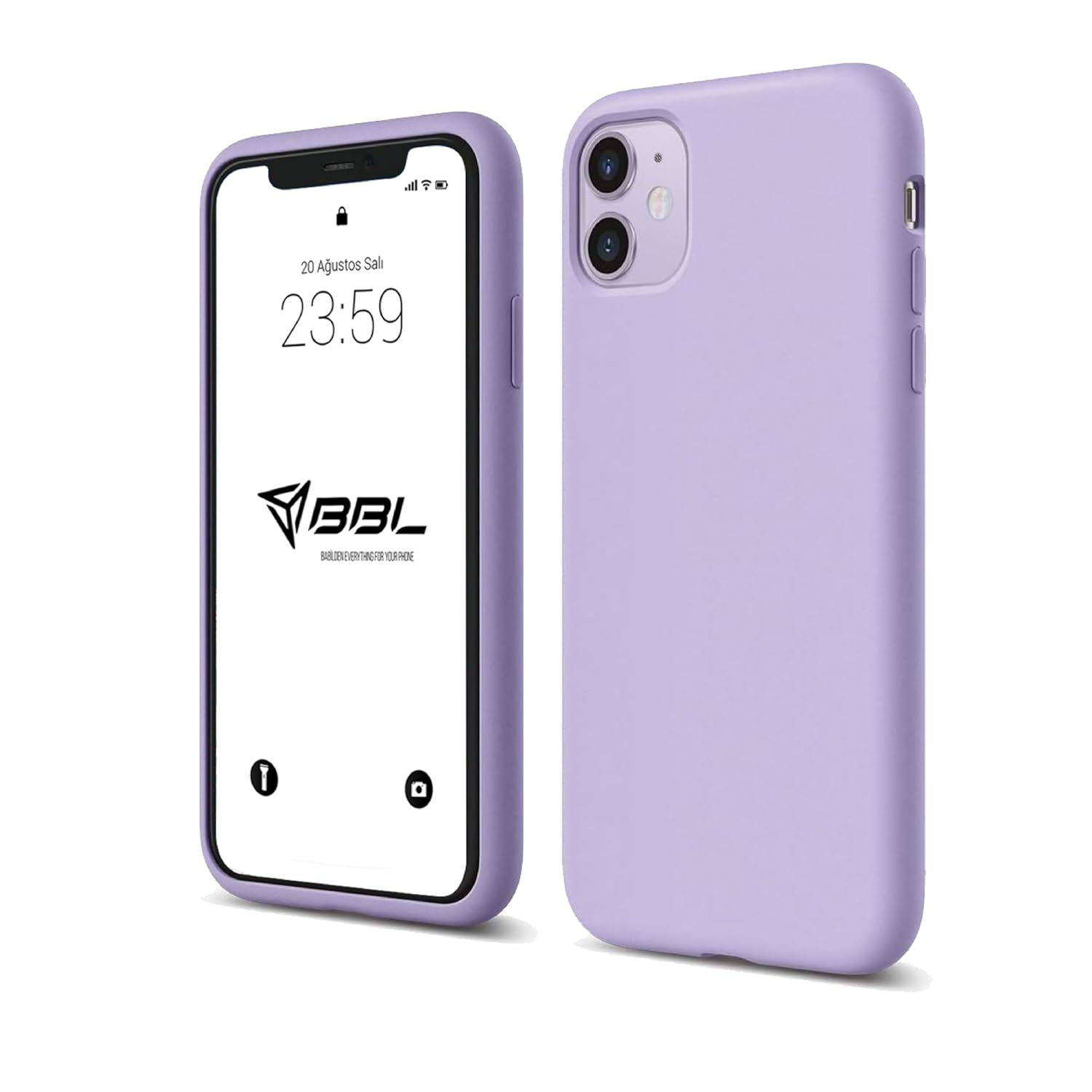 Babilden iPhone Kılıf İnce Sıvı Silikon 3 Katmanlı Tam Kaplamalı Yumuşak Jel Kauçuk Kılıf Kapak (Lila, iPhone 11)