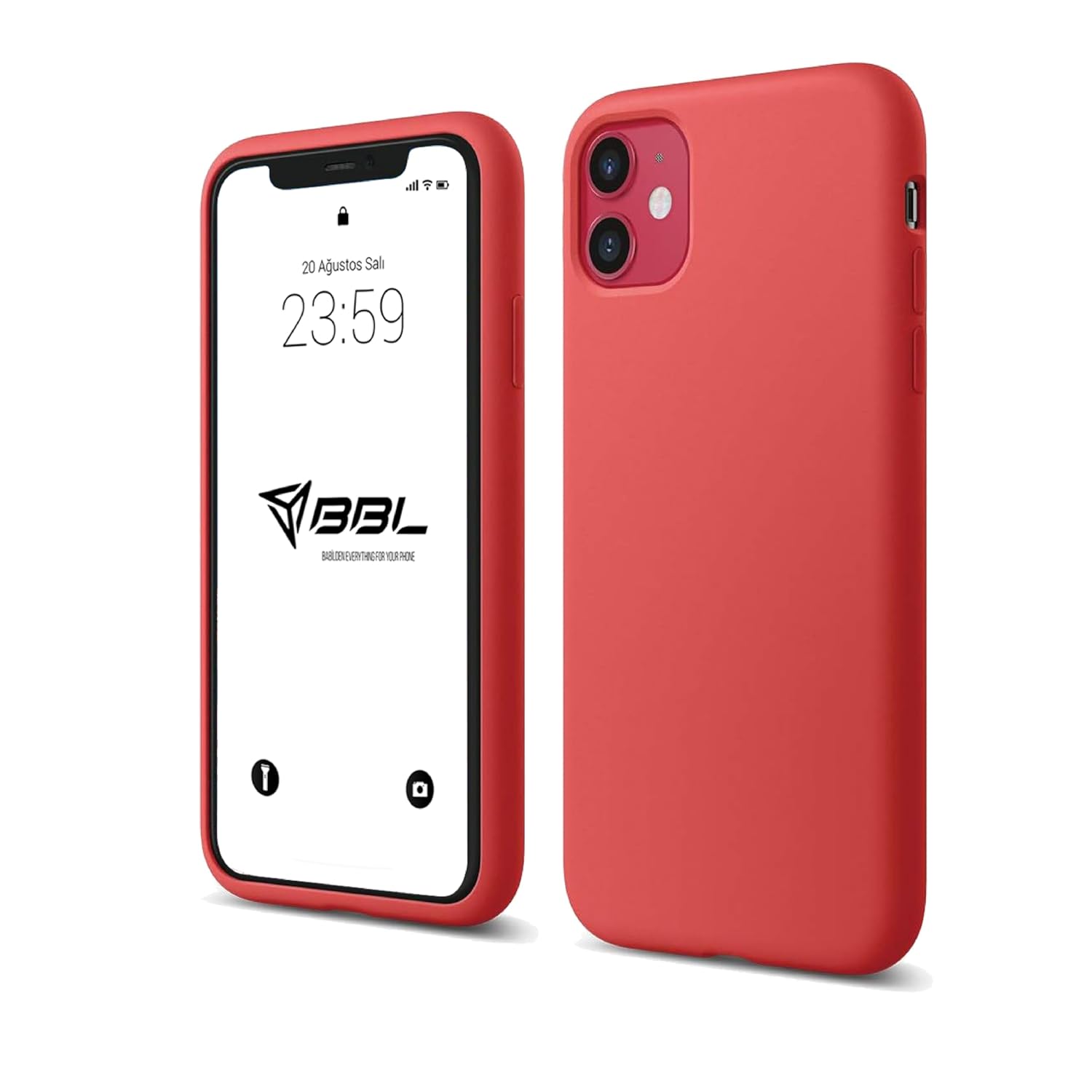 Babilden iPhone Kılıf İnce Sıvı Silikon 3 Katmanlı Tam Kaplamalı Yumuşak Jel Kauçuk Kılıf Kapak (Kırmızı, iPhone 11)