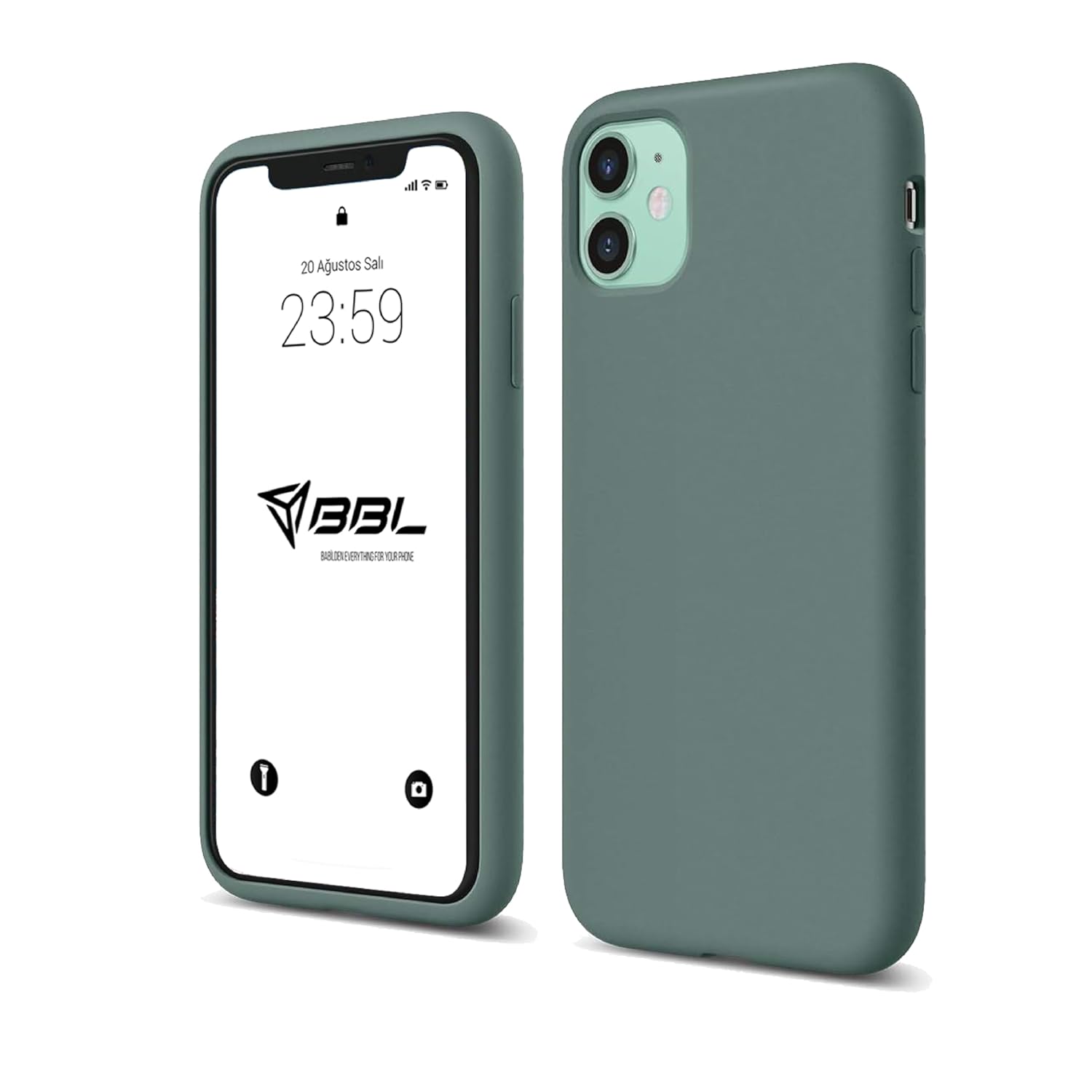 Babilden iPhone Kılıf İnce Sıvı Silikon 3 Katmanlı Tam Kaplamalı Yumuşak Jel Kauçuk Kılıf Kapak (Yeşil, iPhone 11)