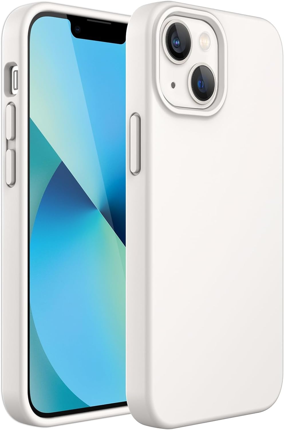 GGM AKSESUAR iPhone 15 ile Uyumlu İçi Kadife Dışı Mat Yapıya Sahip Koruma Sağlayan Lansman Silikon Kılıf (Beyaz)