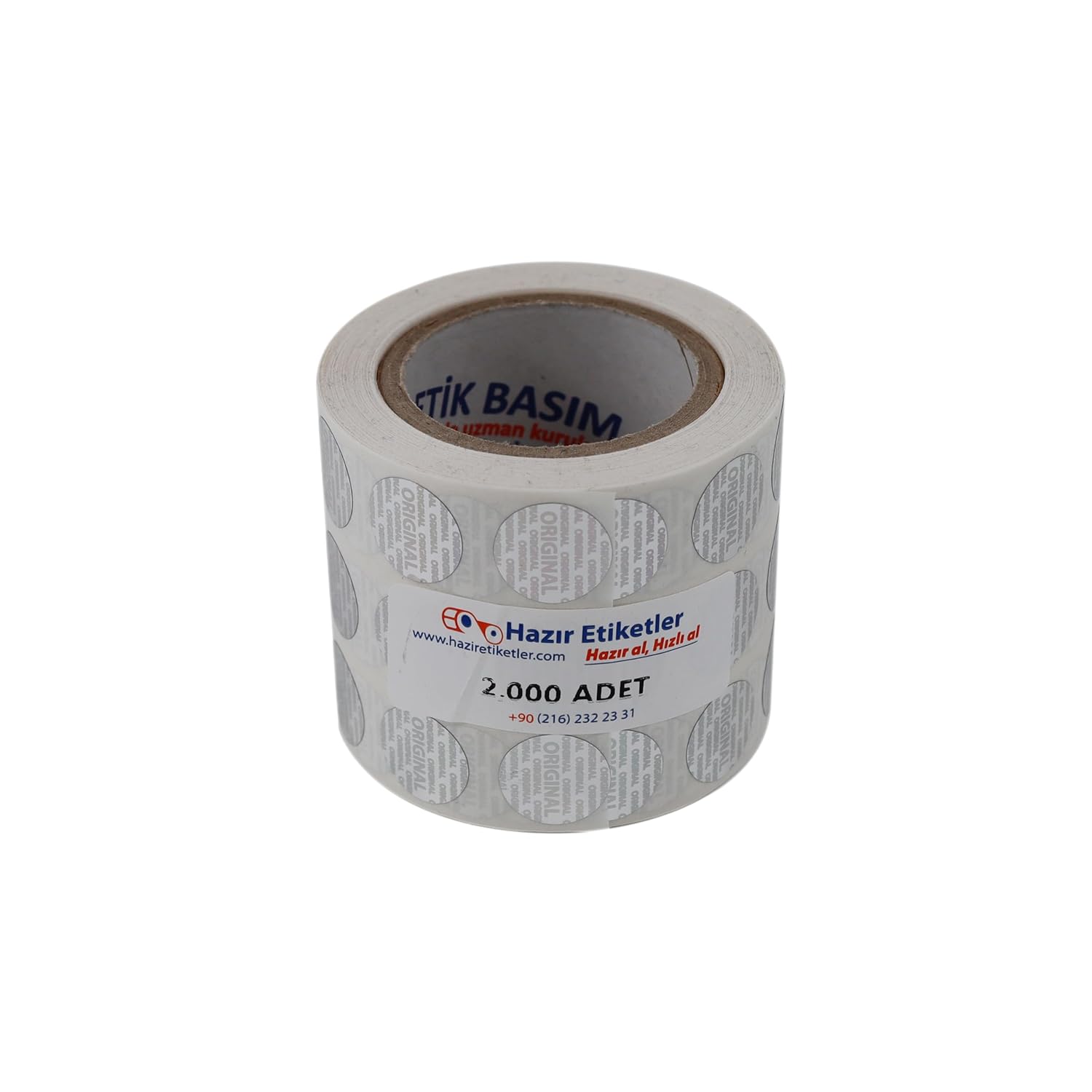 hazır etiketler , hazır al hızlı al Original Etiketi PP Metalize(Hologramlı) 15mm Çapında 2000 Adet Yan Yana 3 lü