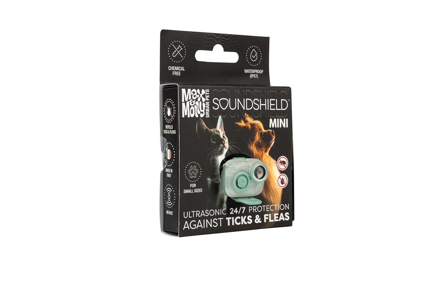 Max & Molly Soundshield MINI: Ultrasonik Pire ve Kene Kovucu Tasma - Kimyasal İçermeyen Güvenli Koruma (Jade)