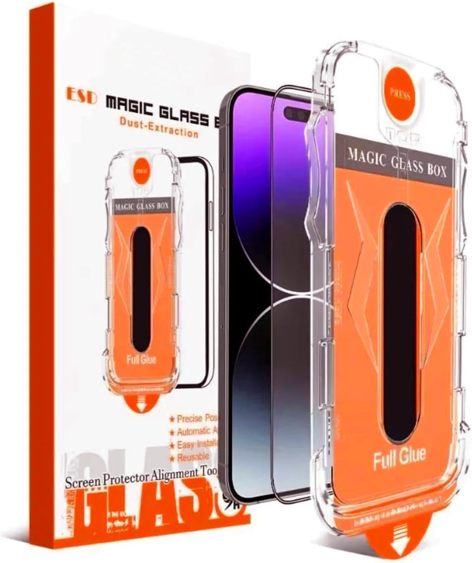 BABİLDEN iPhone İle Uyumlu Point Hizalama Aparatlı Darbe Emici ve Takılırken Camın Altında Kesinlikle Toz Bırakmayan Darbelere Karşı Ekstra Güçlü Ekran Koruyucu Cam (iPhone 13/iPhone 13 Pro/iPhone 14)