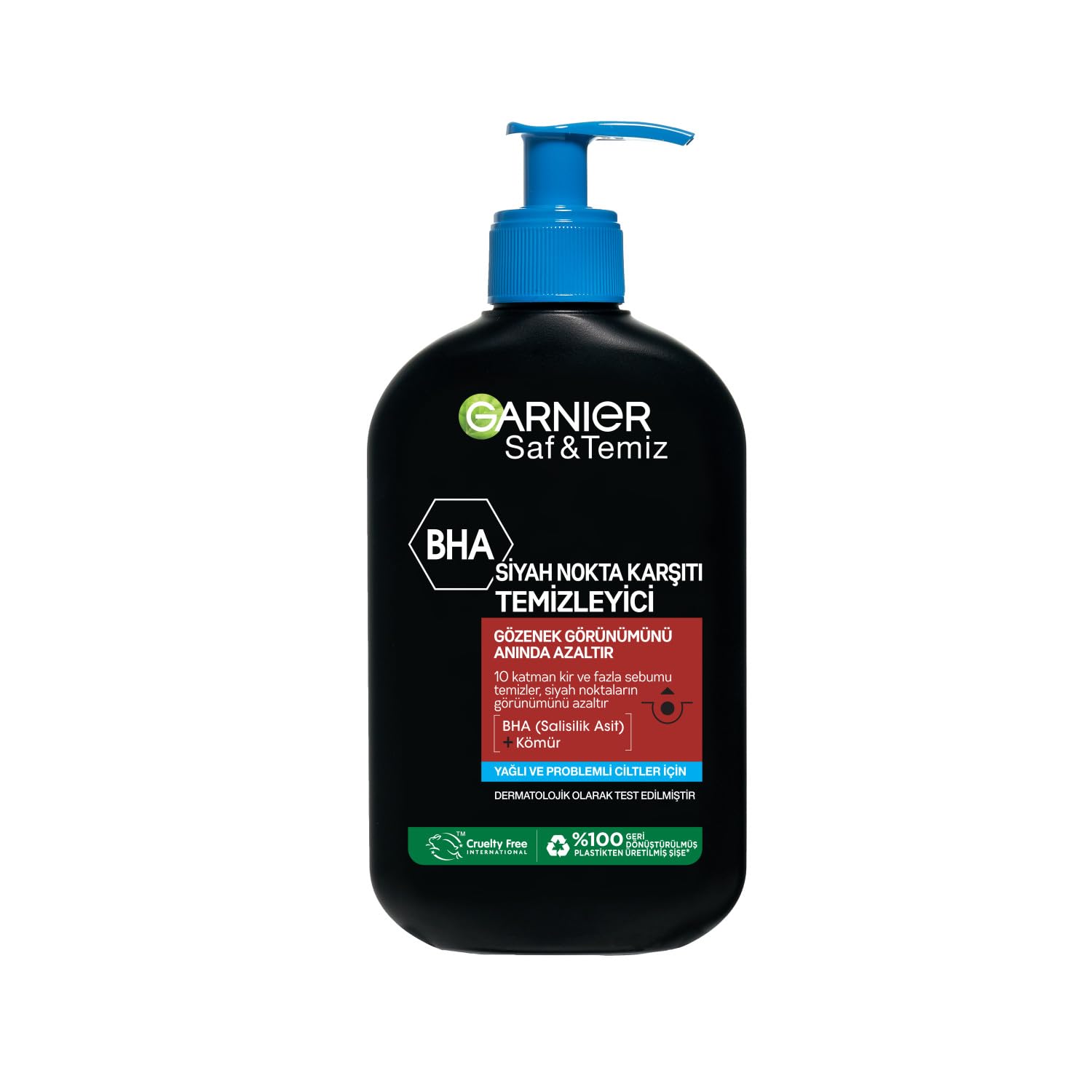 Garnier Saf Aktif Yoğun Siyah Nokta Karşıtı Kömür Jel Yüz Yıkama 8.45 floz (250ml), VEGAN