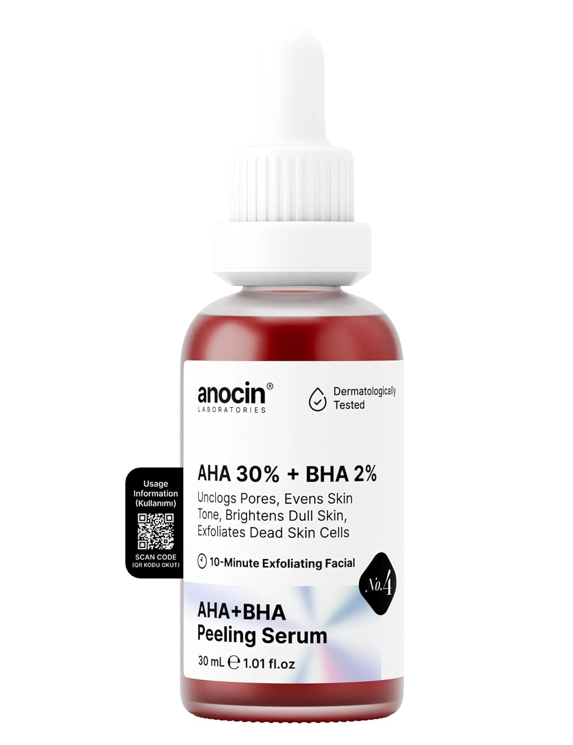 anocin AHA 20% + BHA 2% Canlandırıcı & Cilt Tonu Eşitleyici Kırmızı Peeling Cilt Serum 5