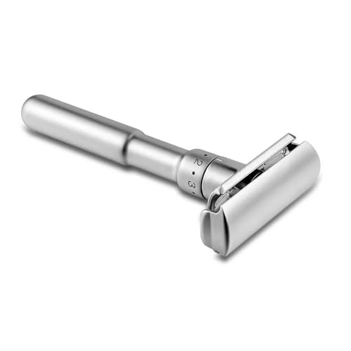 Valkyrie Metal Ayarlanabilir Manuel Geleneksel Tıraş Aleti Makinası 5 Jilet 6 Kademe Gümüş