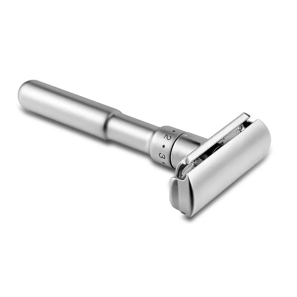 Valkyrie Metal Ayarlanabilir Manuel Geleneksel Tıraş Aleti Makinası 5 Jilet 6 Kademe Gümüş