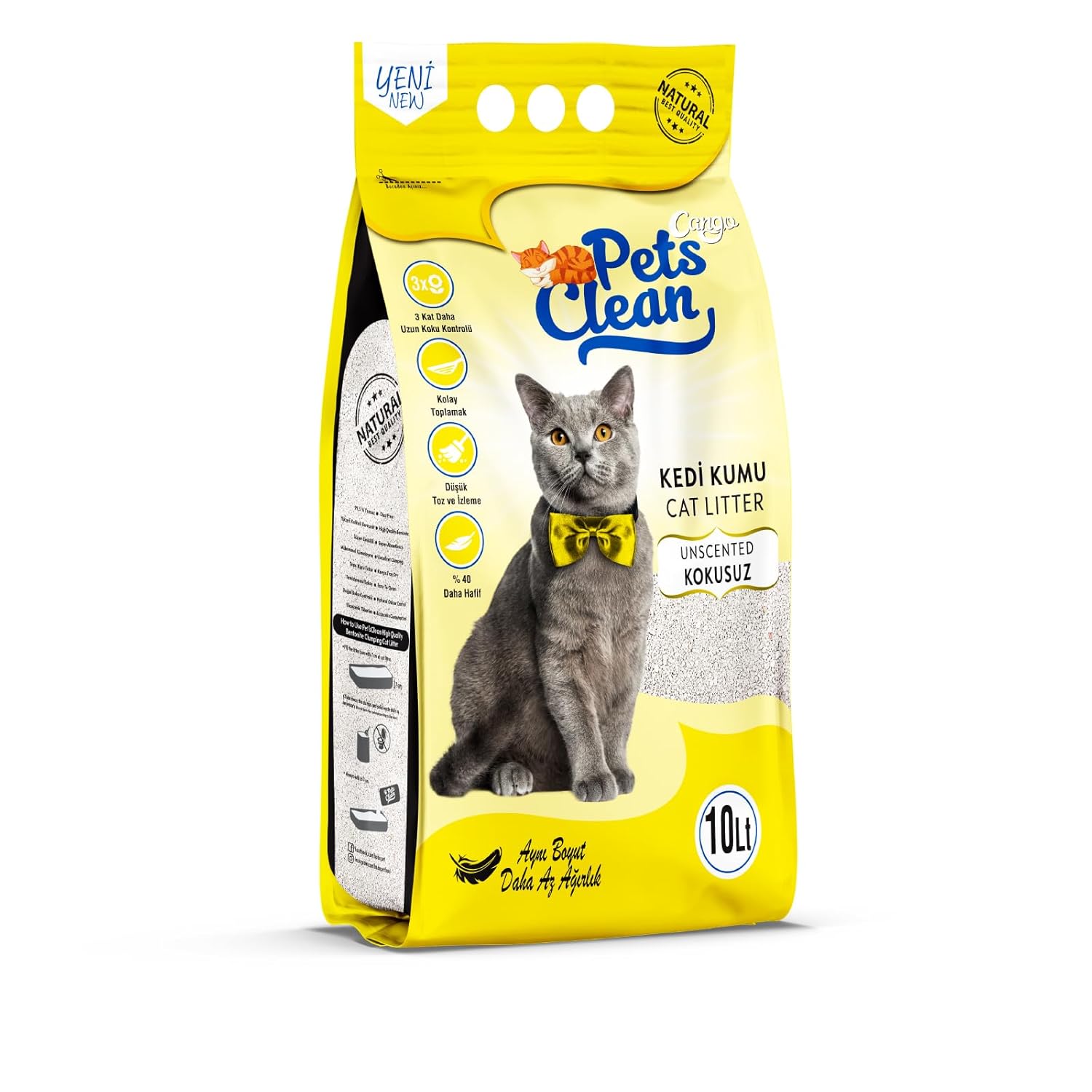 PETS CLEAN Kedi Kumu Natural (Kokusuz) 10Lt