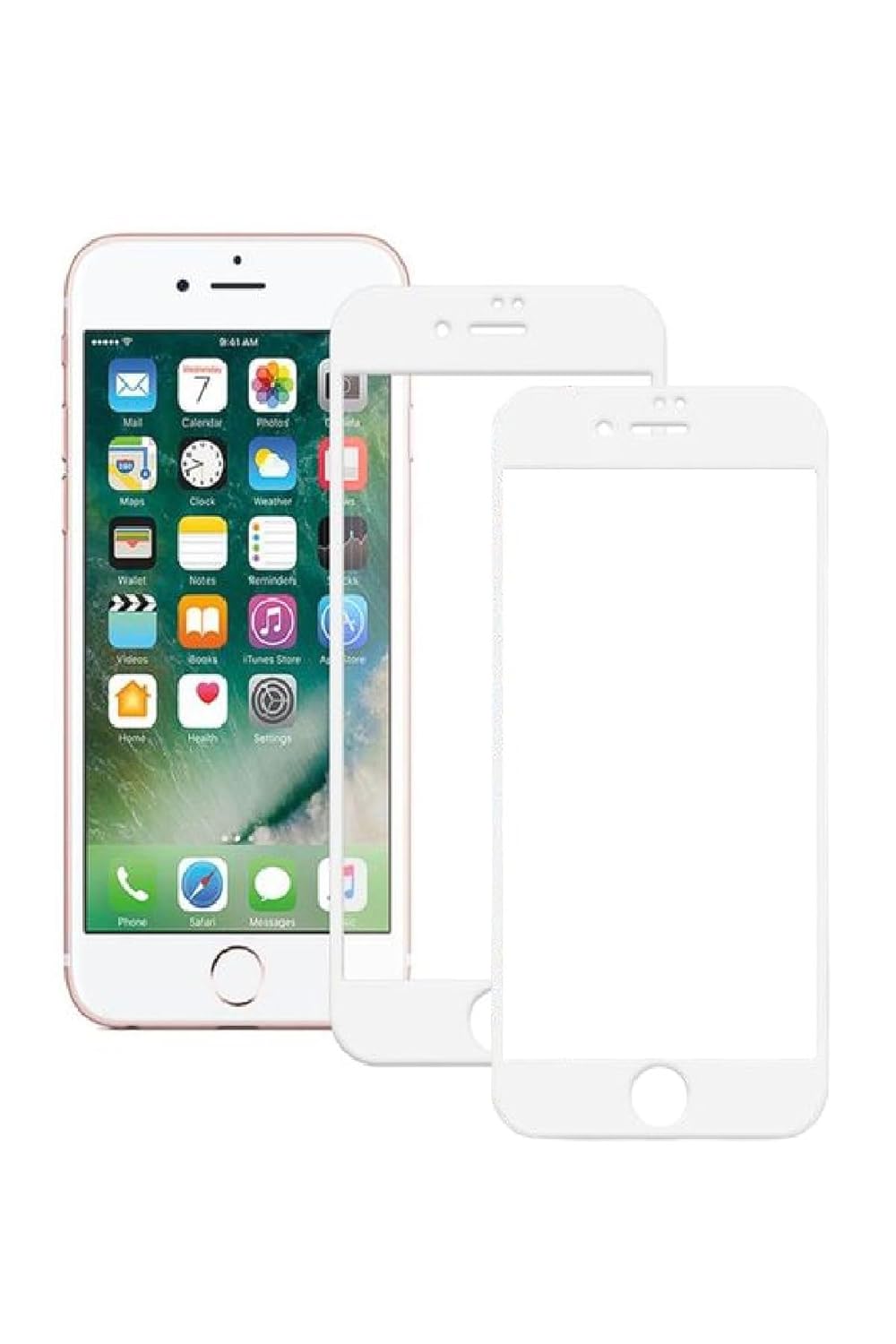 İphone 7Plus/8plus Beyaz Ekran Koruyucu, 2'li Paket, Temperli Seramik Cam, Anti-Şok HD Tam Kaplayan Ekran Koruyucu