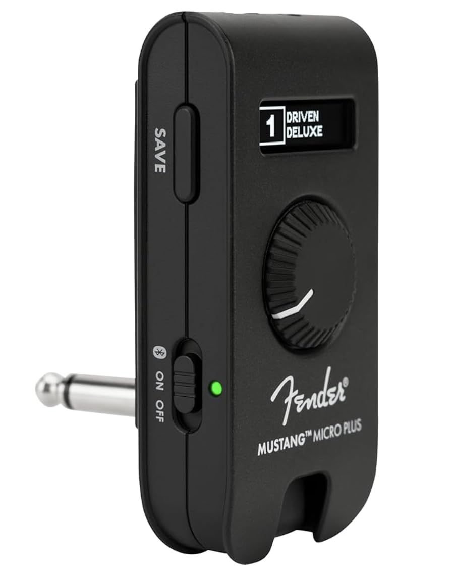 Fender Mustang Micro Plus Kulaklık Amplifikatörü, Şarj Edilebilir Pil, Bluetooth Ses Akışı ve 50 Amper ve Efekt Modelleri, 2 Yıl Garantili