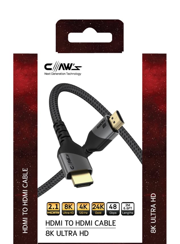 Claw's 8K UHD HDMI 2.1 48 Gbps / 24K Gold/Alüminyum Gövdeli 8K 60Hz-4K 120Hz-2K 240HZ-FHD 240Hz Destekli 2 Metre Premium HDMI Kablo(C-HP-B1)