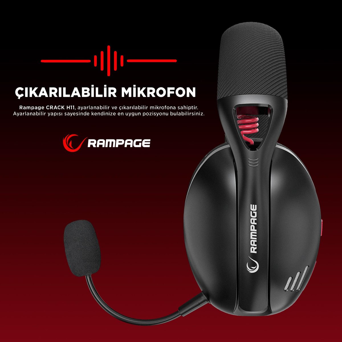 Rampage Crack H11 Siyah Wireless 2.4G+ Bluetooth Mikrofonlu Oyuncu Kulaklığı