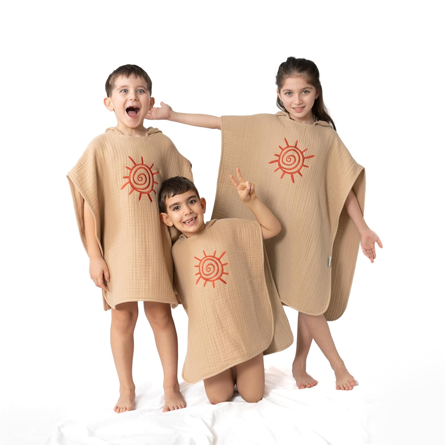 Zuppers 4 Katlı Nakışlı Müslin Panço 0-3 Yaş - Kum Beji