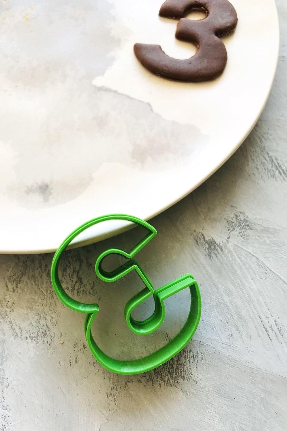Yeşil 3 Rakamı Hamur Şekillendirici/Kurabiye Kalıbı
