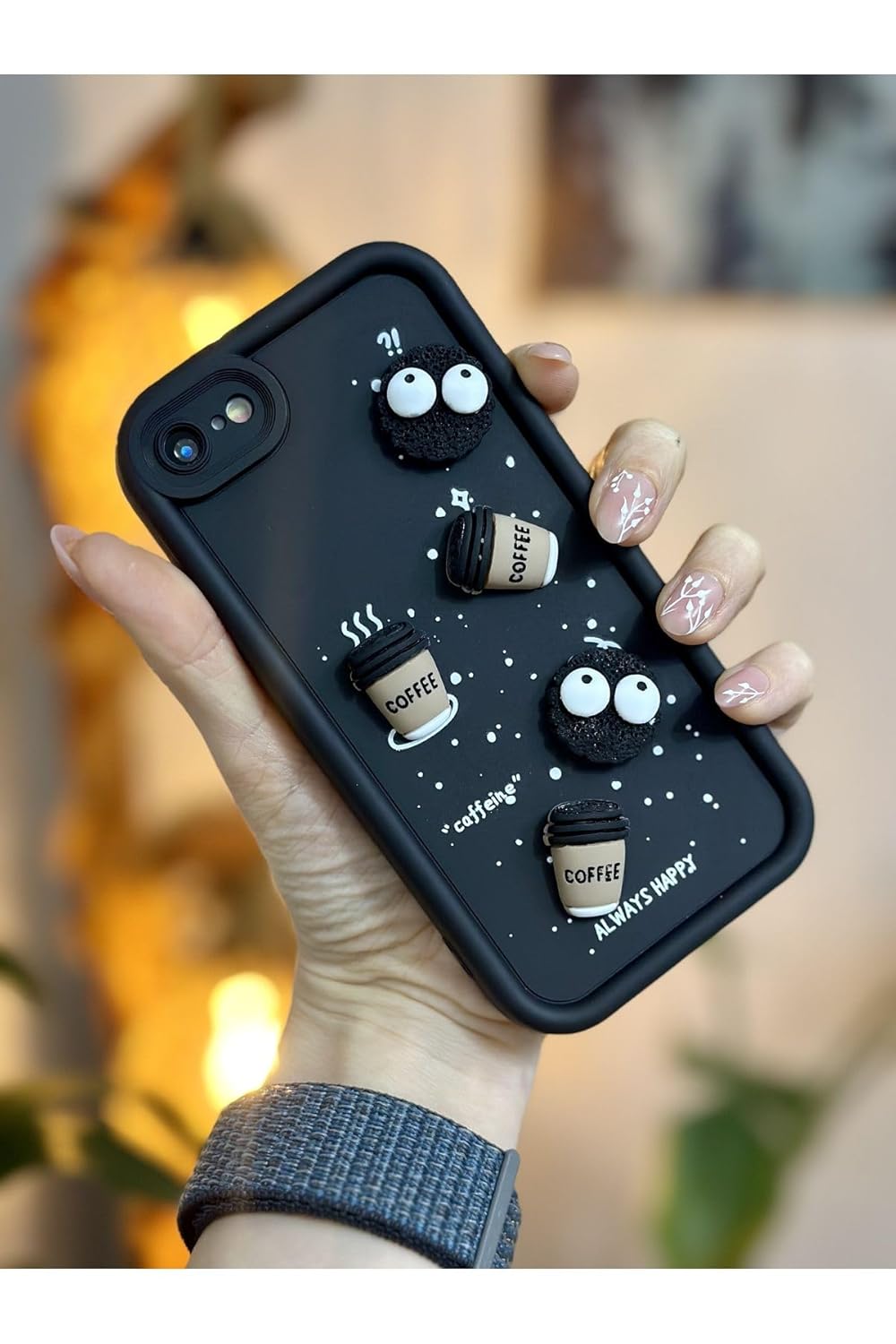 Go Aksesuar Iphone 7 Plus Ve 8 Plus ile Uyumlu Siyah Coffee Kurabiye Tasarım Kılıf