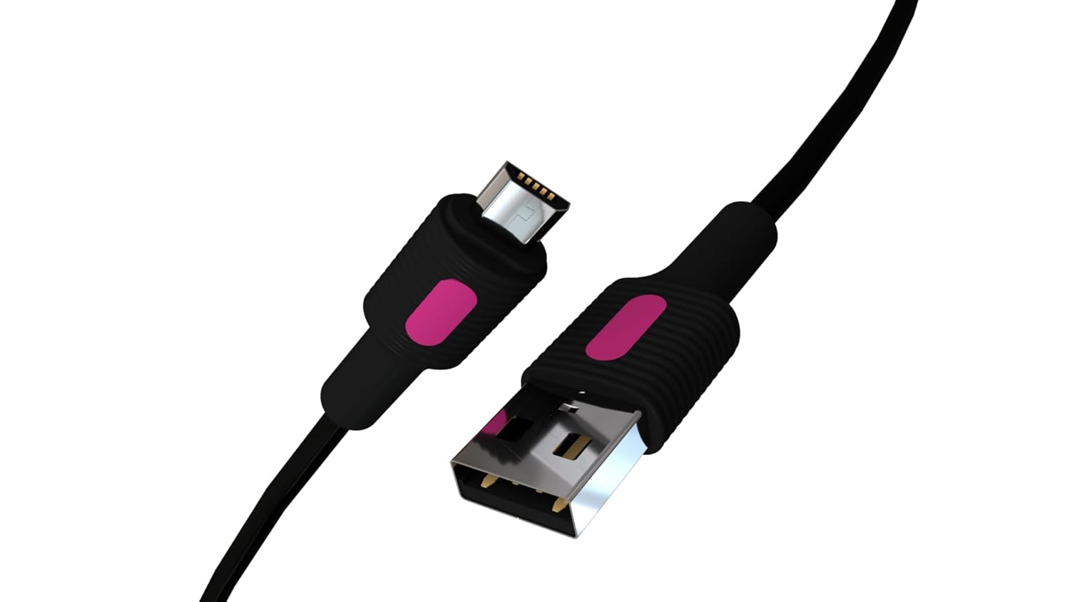 REMORAX Coral Micro USB Hızlı Şarj Kablosu (Siyah + Fuşya/Siyah Uç) (150 CM)
