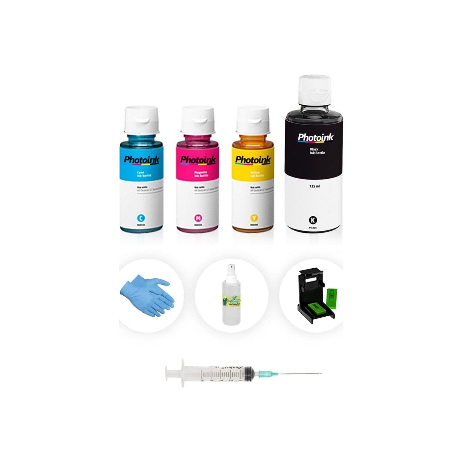 PHOTO INK Hp Officejet 6500a Plus Plus Siyah Ve Renkli Kartuş Dolum Seti