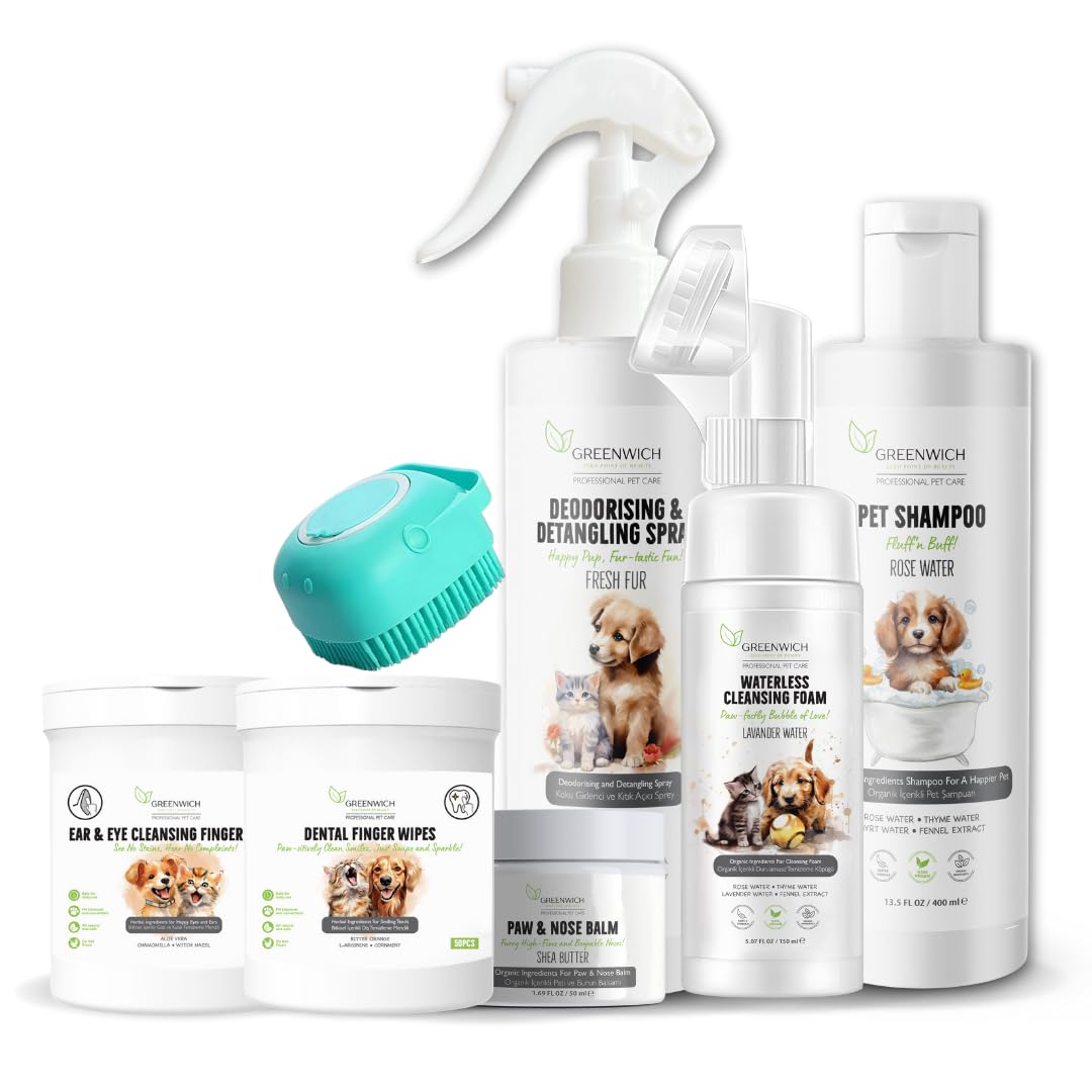 Tepeden Patiye Set | Şampuan | Pati Köpük | Pati Burun Balm | Göz Kulak Diş Mendil | Tüy Açıcı Sprey