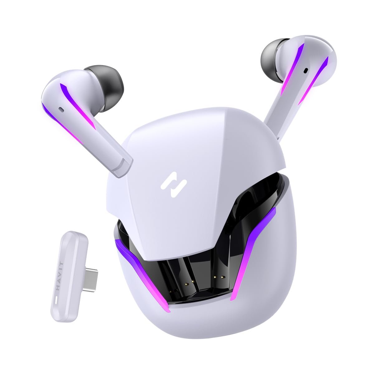 Havit TW970 TWS RGB Gaming Bluetooth Kulaklık - 2.4GHz ve Bluetooth Modu (Beyaz)