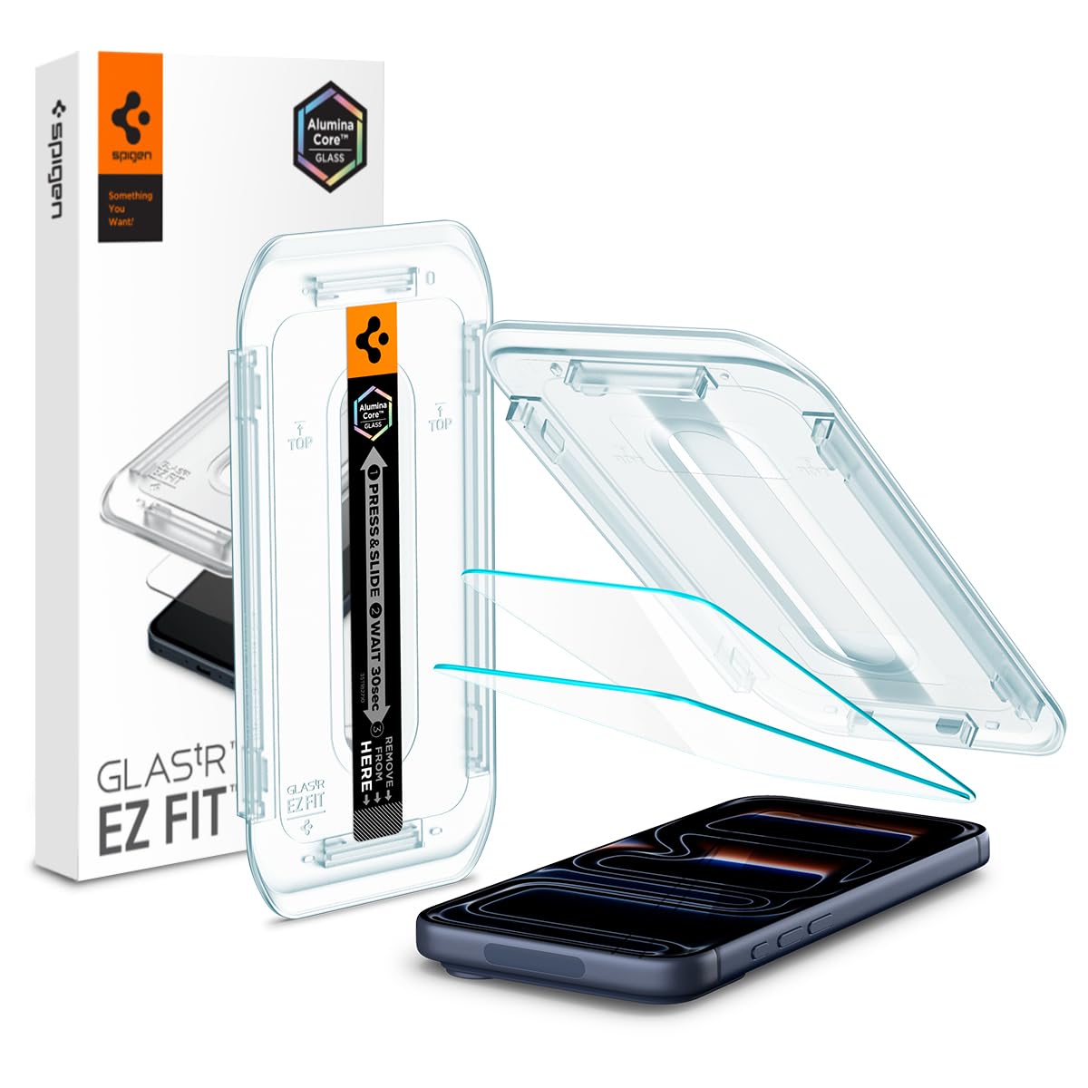 Spigen iPhone 17 Pro / 17/16 Pro ile uyumlu Cam Ekran Koruyucu AluminaCore iyonlaştırılmış Güçlendirilmiş Cam Teknolojisi Kolay Kurulum Glas.tR EZ Fit Slim HD (2 Adet) - AGL07928