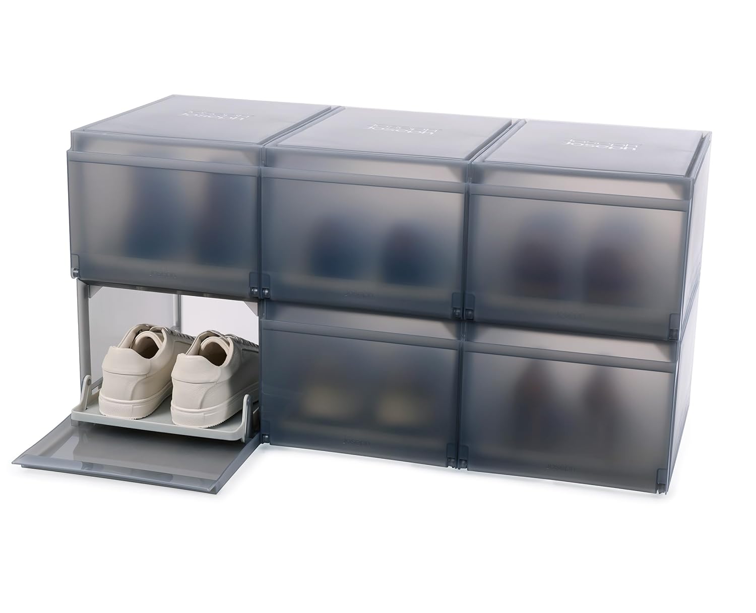 Joseph Joseph ShoeCase Premium Ayakkabı ve Spor Ayakkabı Saklama Kutusu Düzenleyici, Kaydırmalı Ayakkabı Tepsisi, 6'lı Paket