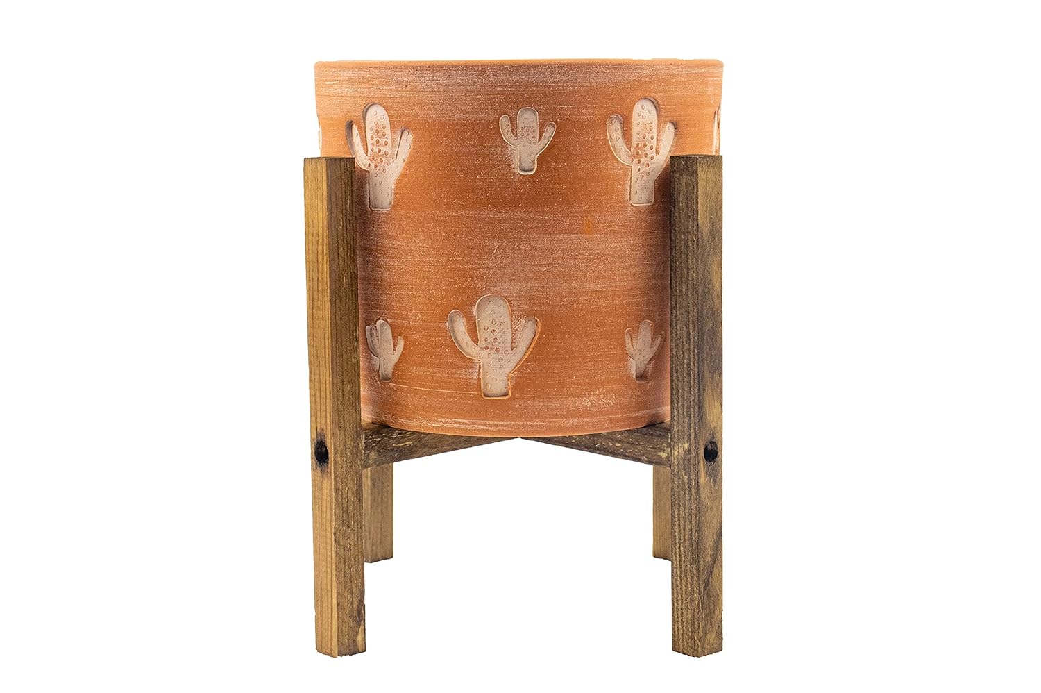 Bitki Tasarımı Ev Dekorasyon Aksesuar Kaktüs Desenli Toprak Saksı Saksılık Salon Çiçeklik 4 Ayaklı - 19 CM