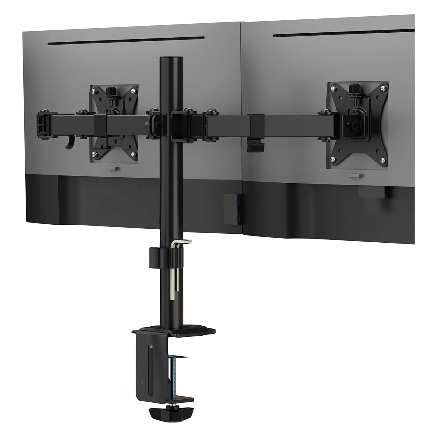 ROBEVE Çift Kol Monitör Standı 32" Ekrana Kadar VESA 75x75 ve 100x100 Uyumlu Çift Ekran