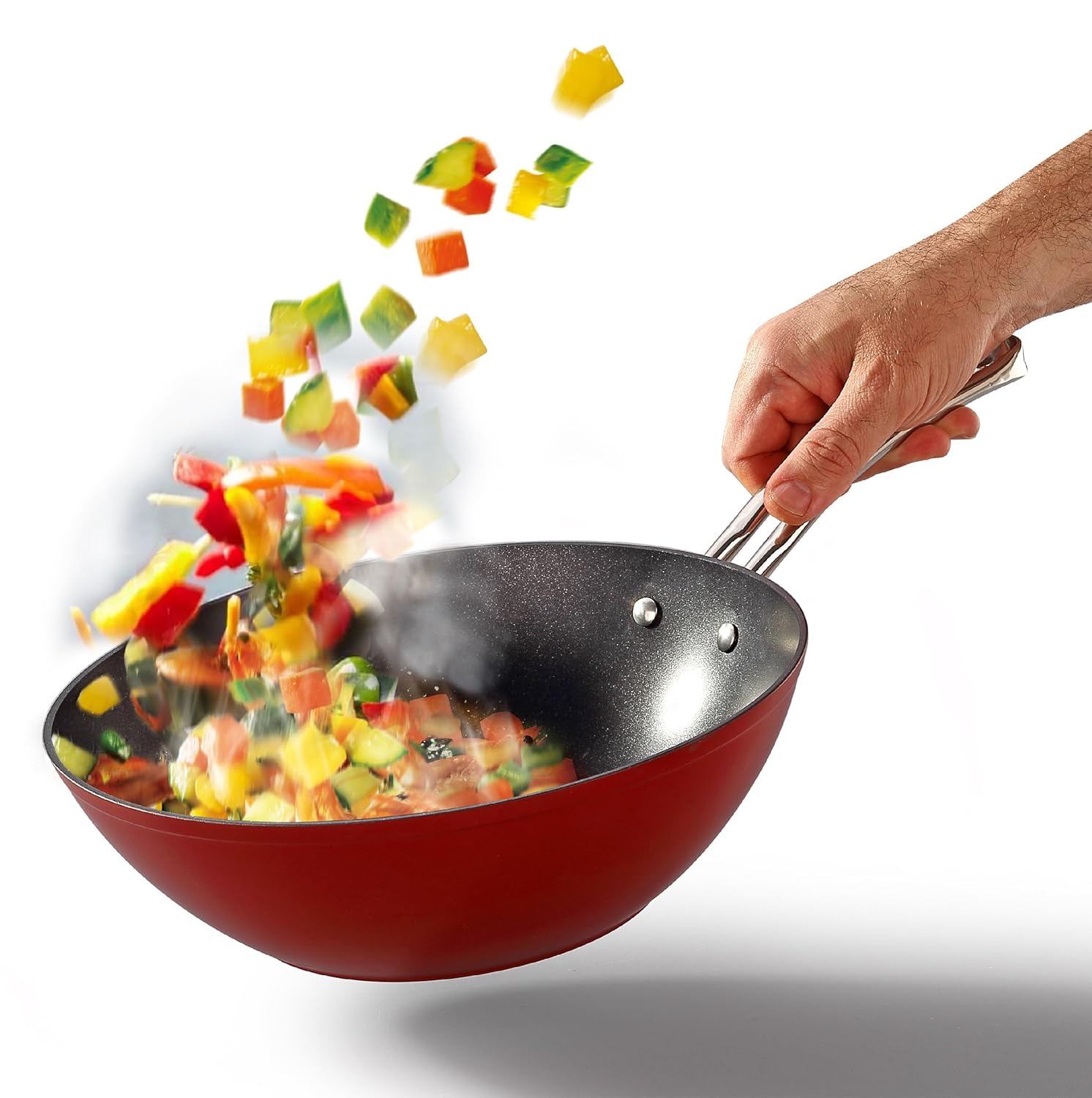 BONERA PRO - PLUS KIRMIZI & TİTANYUM 24 CM WOK TAVA