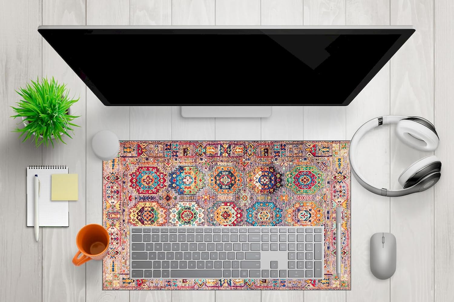 Mikrofiber Dekoratif Mouse Pad, 7mm Kalınlık, Kaygansız Taban, Leke Tutmaz, Su Geçirmez, Ofis Aksesuarı (Koyu Sarı, 40x80cm)