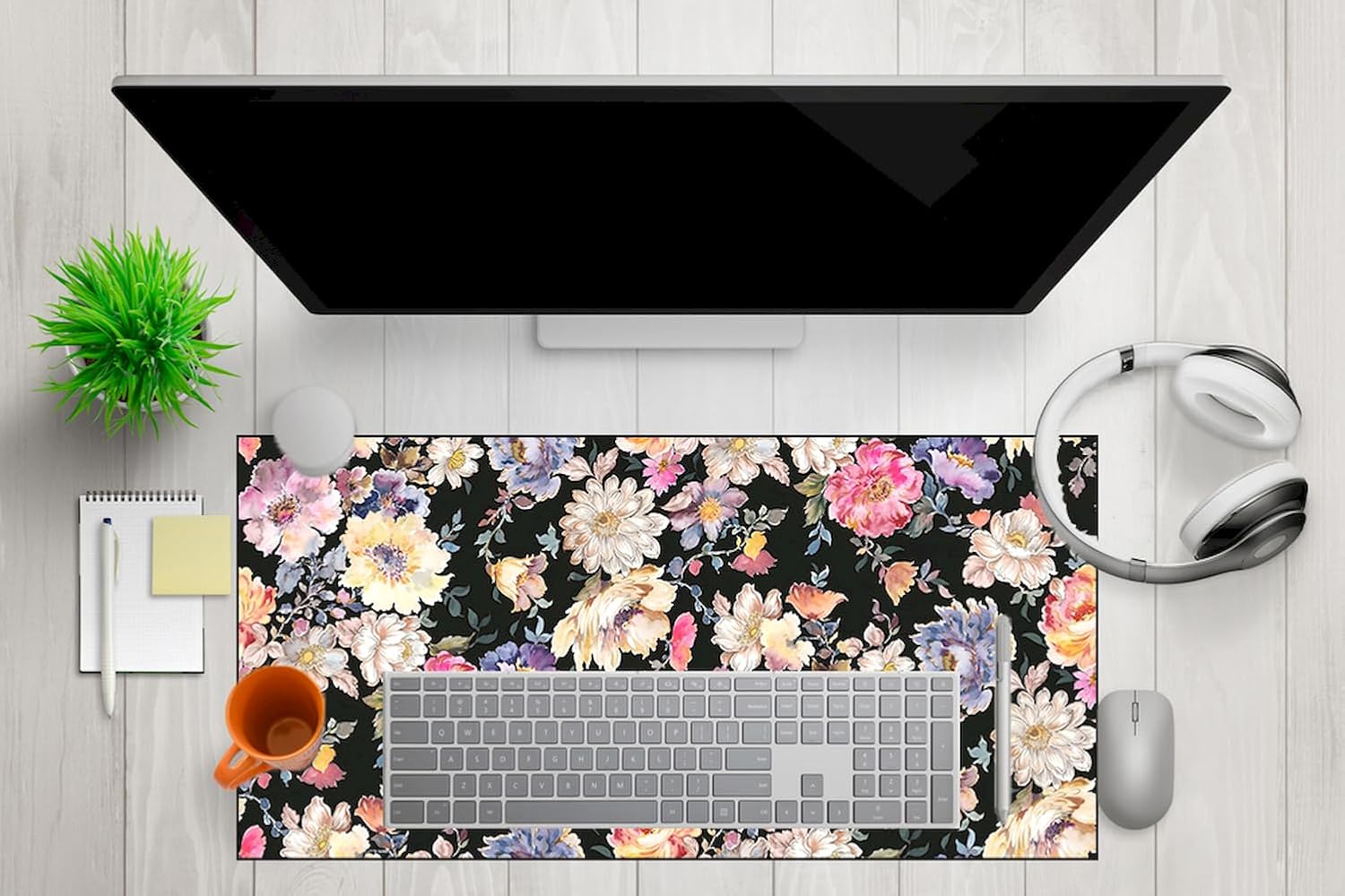 Mikrofiber Dekoratif Mouse Pad, 7mm Kalınlık, Kaygansız Taban, Leke Tutmaz, Su Geçirmez, Ofis Aksesuarı (Siyah Pembe, 40x80cm)