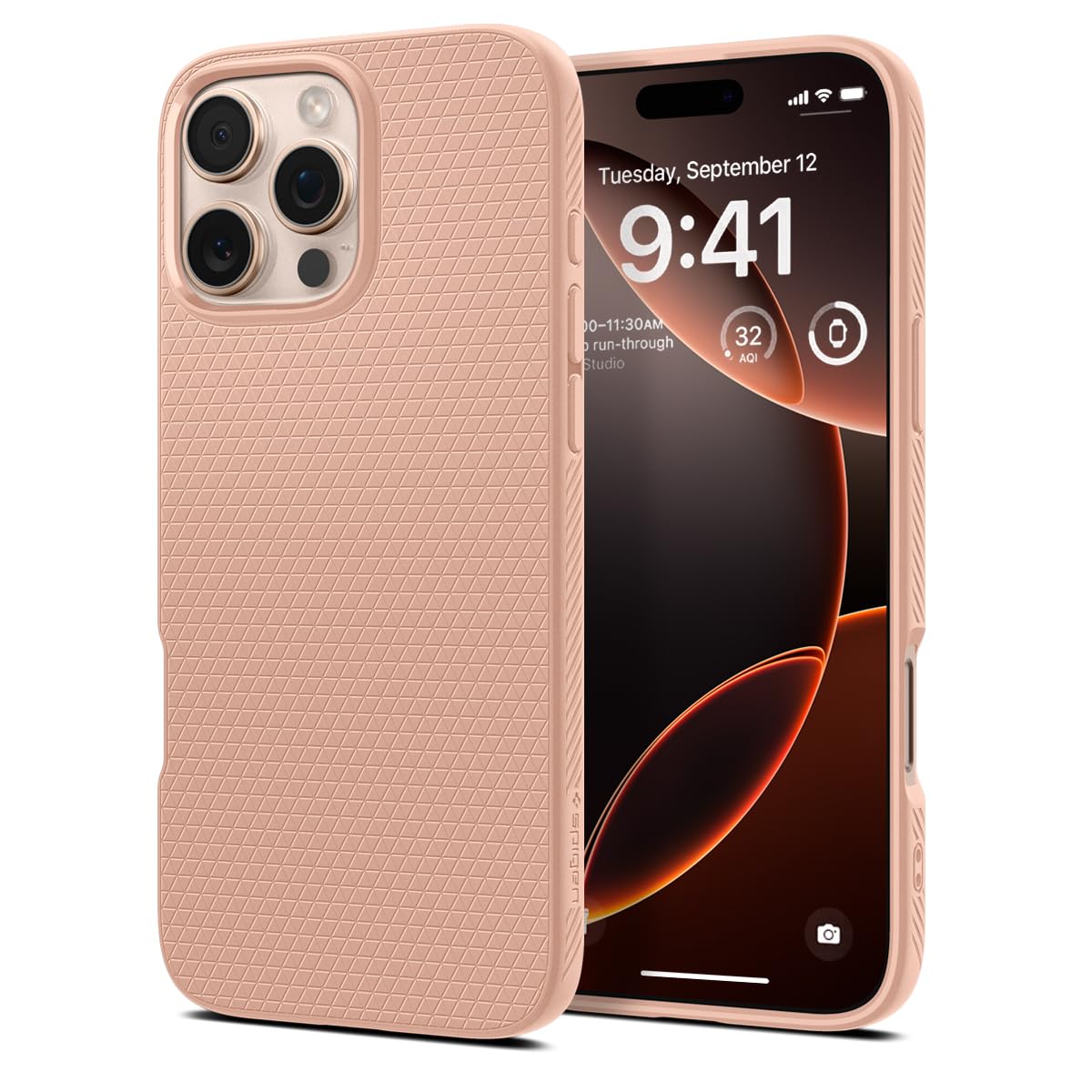 Spigen iPhone 16 Pro ile Uyumlu ince Kılıf Liquid Air Hava Kanalı Teknolojisi™ Askeri Sınıf Koruma Rose Titanium Dokulu Yüzey Kapak - ACS08692