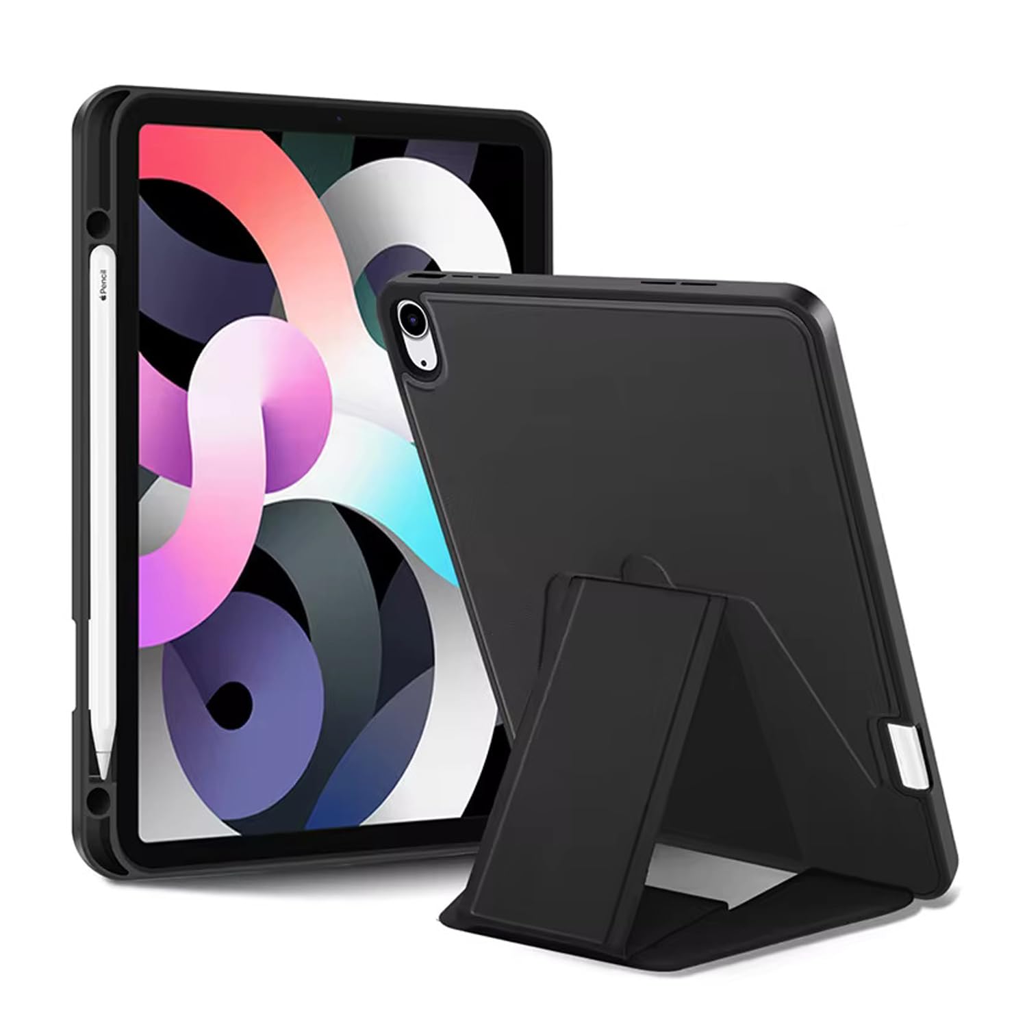 Coverzone Samsung Galaxy Tab S9 FE ile uyumlu Kılıf Lüks Kadife İç Kaplamalı Galaxy Tab S9 FE Suni Deri, Mıknatıslı V- Stand Tablet Arka Kapak (Siyah, Samsung Galaxy Tab S9 FE)
