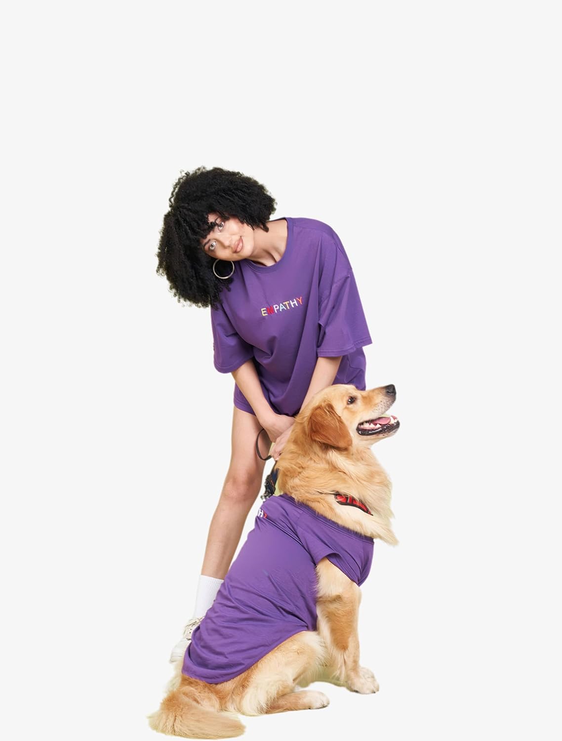 SALYA STORE Sahip ve Köpek Kombini Empathy T-shirt -%100 Pamuk, Rahat ve Şık Tasarım, Unisex, Tüm Irklar İçin Uygun, Yıkanabilir - (Dog Size: M)