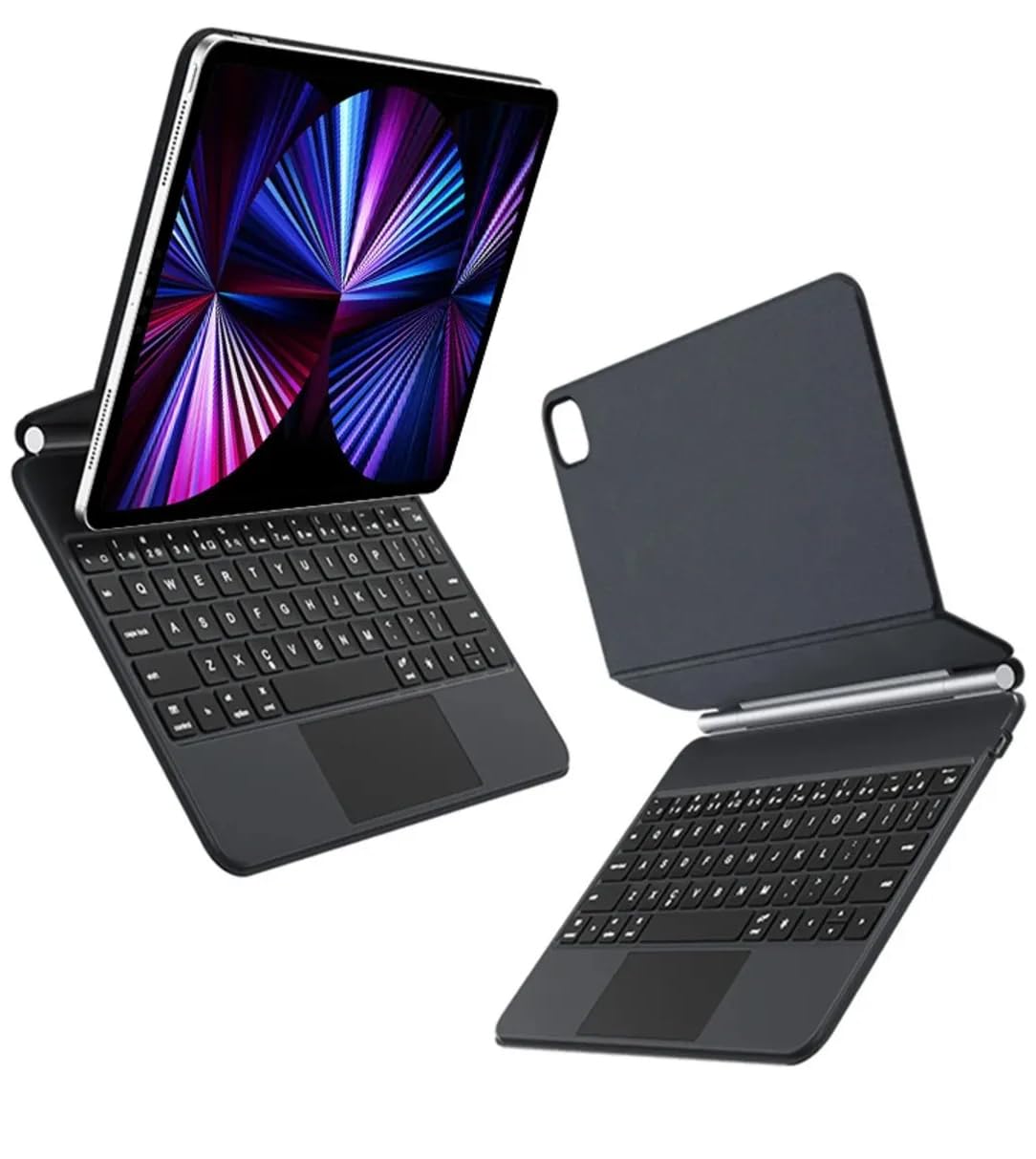 Coverzone iPad Pro 12.9 inch ile Uyumlu (2020-2021-2022 Serileri) TouchPad Case Magic Keyboard Folio Utra Slim Klavyeli Tablet Kılıfı KB26 (iPad Pro 12.9 - KB26)