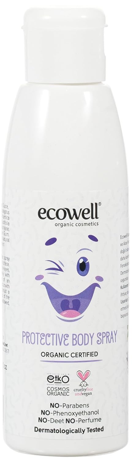 ECOWELL Bebek Vücut Koruyucu Sprey, Organik & Vegan Sertifikalı, Yüz & Vücut, Lavanta, Limon, Okaliptus Yağı 125ml