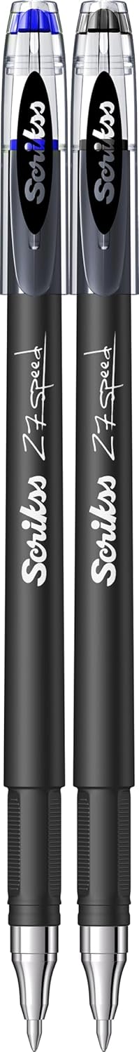 SCRIKSS OFFICE Speed 0.7 Mm Jel Kalem Mavi & Siyah 2'Li Blister, Mavi - Siyah, 0.7 mm
