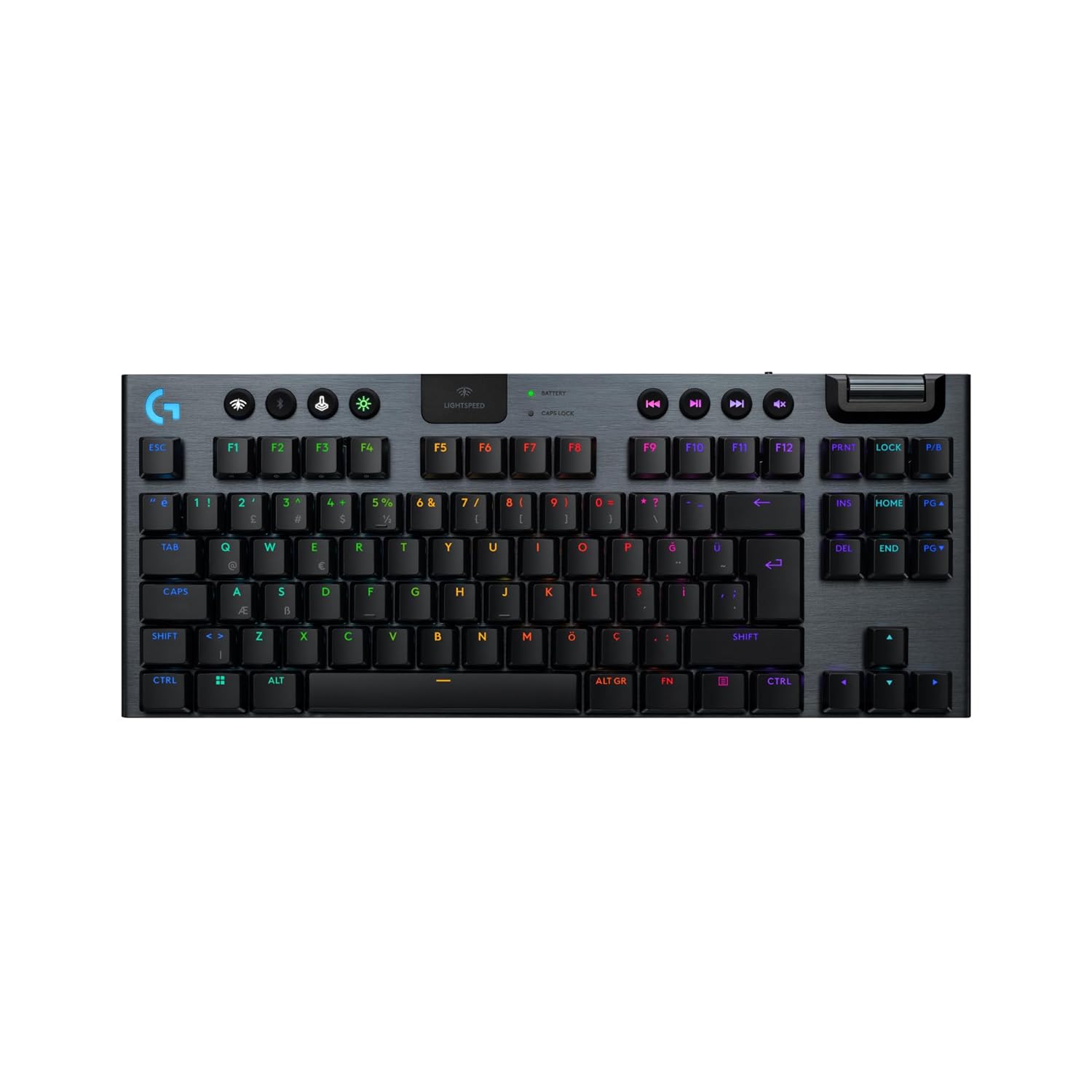 Logitech G G915 X LIGHTSPEED TKL Düşük Profilli Kablosuz Oyun Klavyesi, Çift Katmanlı PBT Tuş Kapakları, Programlanabilir Tuşlar RGB Arka Aydınlatma, Alüminyum Kaplama, PC/Mac Uyumlu, İngilizce, Siyah