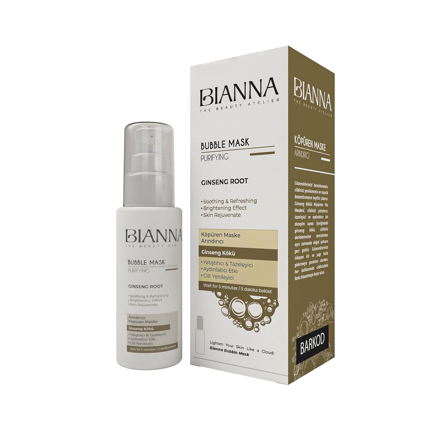 Bianna Köpüren Maske Bubble Mask Ginseng Özlü ve Yatıştırıcı Köpüren Maske - 75 ml