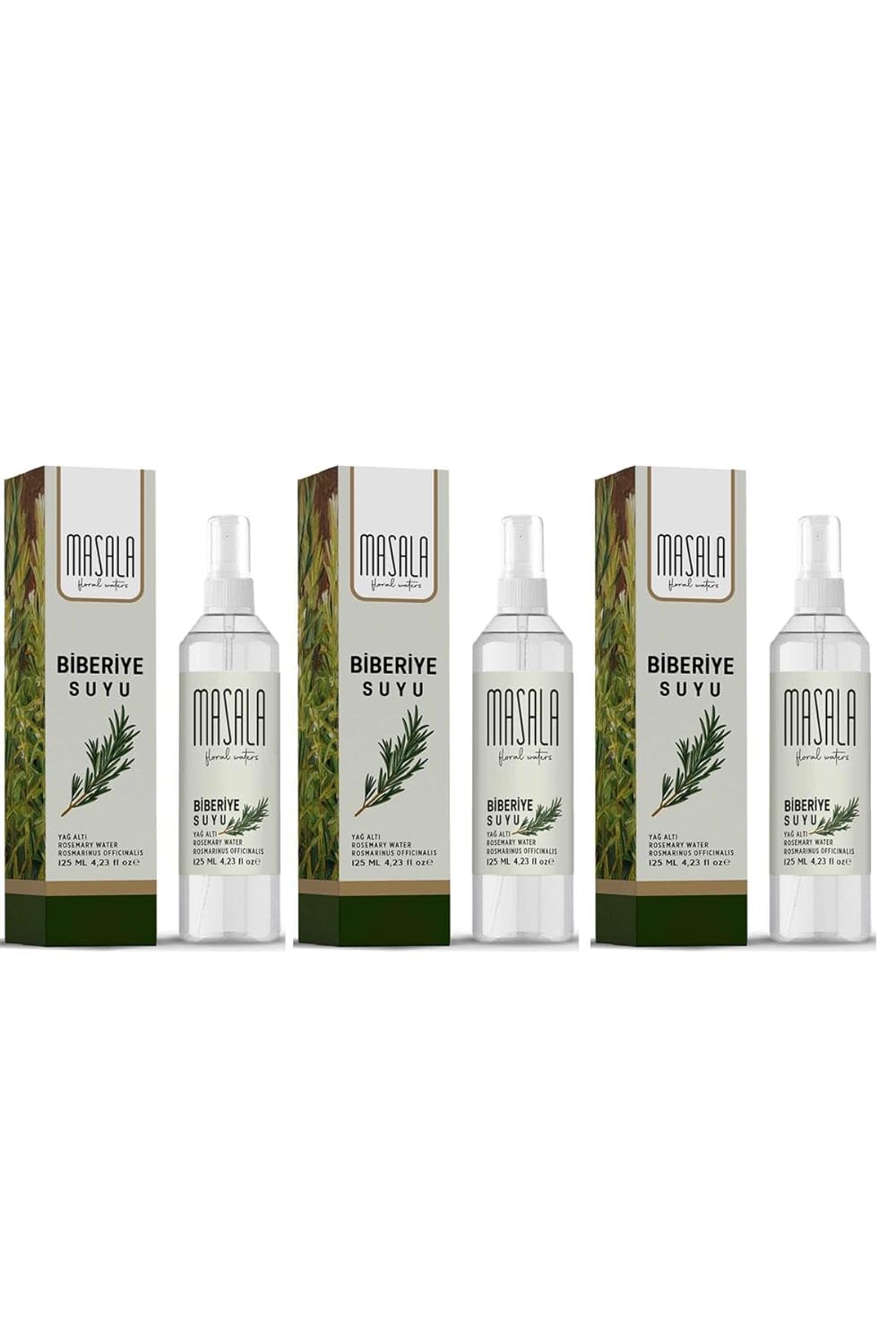 Masala Biberiye Suyu 125 ml X 3 ADET - Rosemary Floral Water -Biberiye Suyu Sebum Ve Yağ Dengeleyici Hidrosol