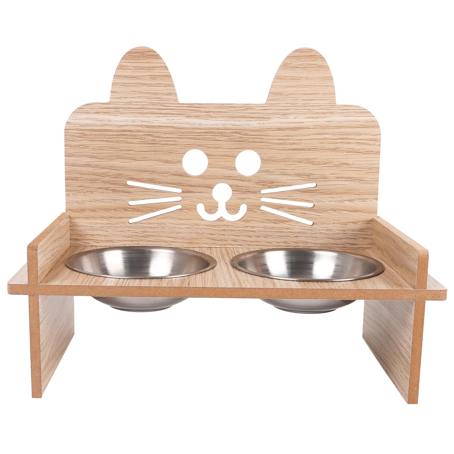 Gobypet Always the Best Mama Kabı, Ahşap ve Metal Çift Hazneli Kedi Mama ve Su Kabı, Köpek Mama Kabı