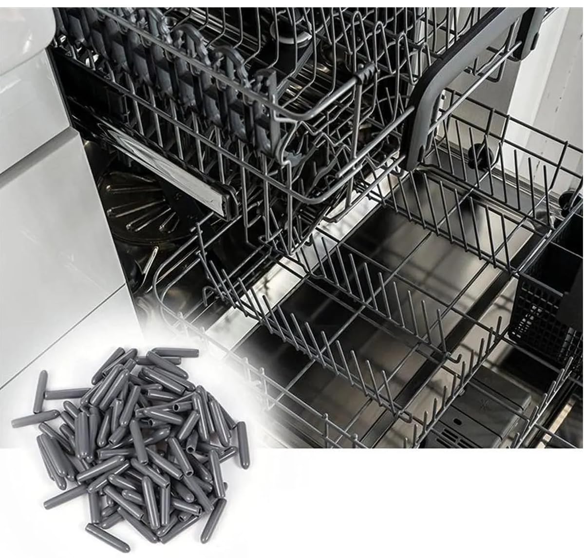 150 Adet Gri | Bulaşık Makinesi Sepetleri Çubukları Için Birinci Sınıf Pas ve Çizilmeleri Önleyen Plastik Kapak Uçları | Tamir Seti